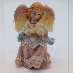 Vintage Montefiori Angel Figurine with Rabbit Bunny Pastel Colors